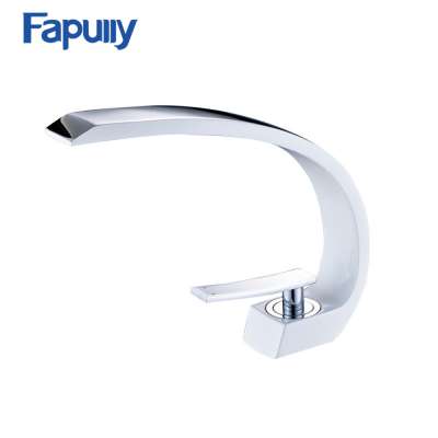 Fapully Home Decoration Single Holder Hole White Painting Bathroom Faucet